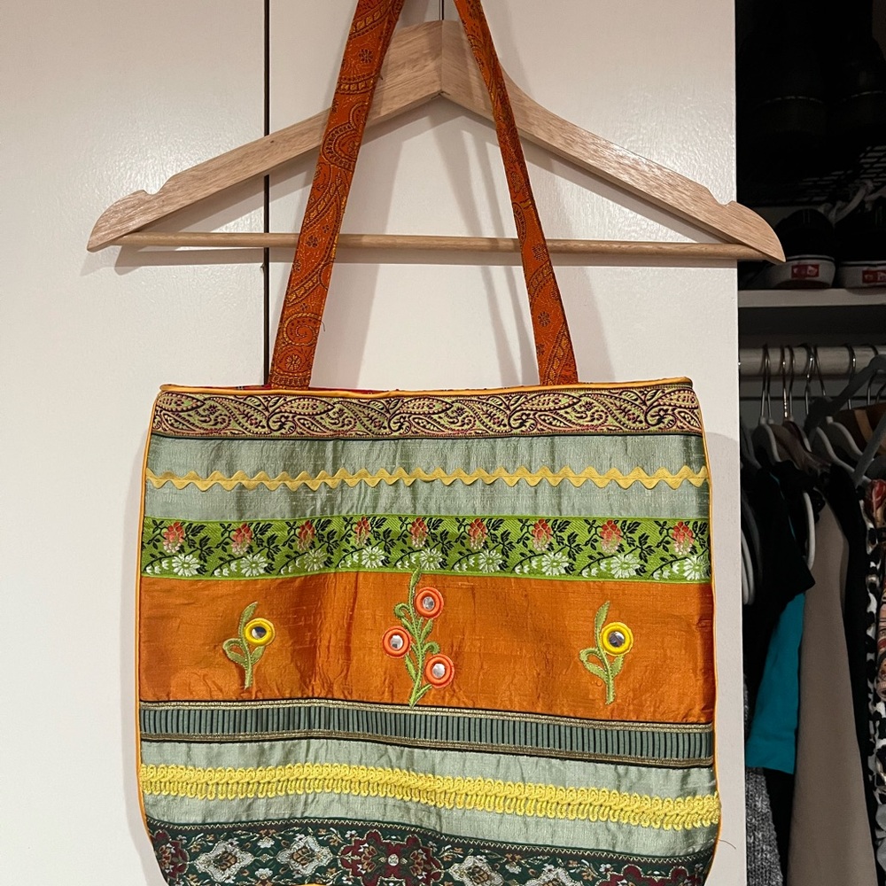 Colorful Embroidered Tote Bag